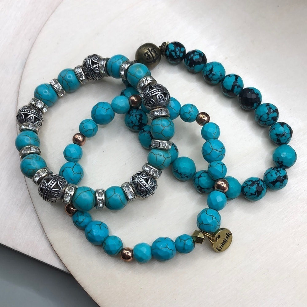 Curated bundle turquoise like roll on bracelets Erimish Lenny and Eva and more